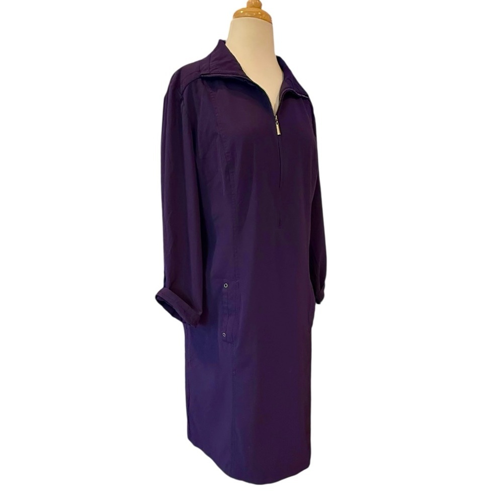 Peck & Peck Weekend Stretch Half Zip Athleisure Midi Dress Purple Size Medium - Picture 2 of 8